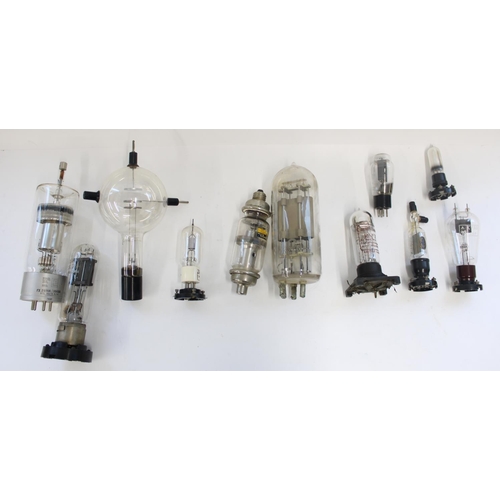 825 - Collection of vintage large and medium size glass radio valves incl. EEVC FX 2519A, Ediswan E.S. 75H... 