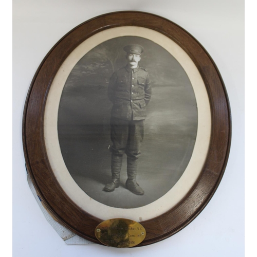 744 - Framed photograph of Gilbert of the Sherwood Foresters in full military uniform. Killed in action Ju... 