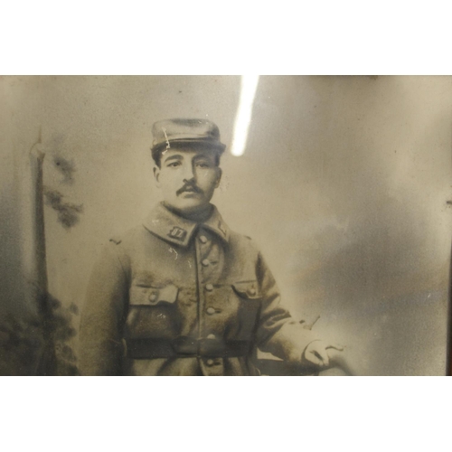 747 - Pair of portraits of French soldiers in full military uniforms. Frames 49cmx59cm and 46cmx 54cm