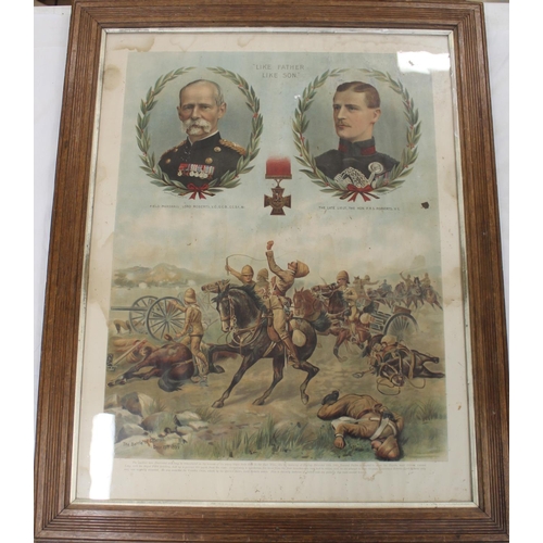 749 - Large Framed poster Depicting the Battle of Colenso 15th Dec 1899. The Battle was were Lt F.H.S. Rob... 