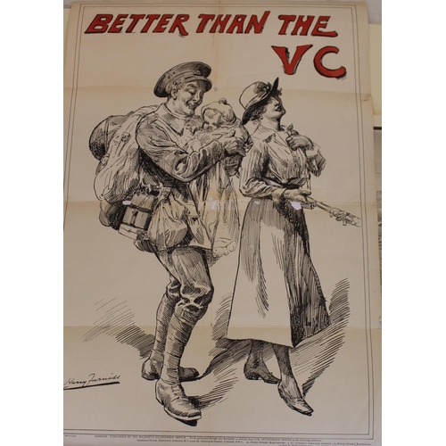 752 - War poster 'BETTER THEN THE V.C' By Harry Furiss Dating from 1918. 51cmx75cm. Poster depicting battl... 