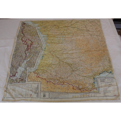 753 - WWII silk Escape map. Printed on both sides. Sheet A, France, Belgium, Holland. Sheet B, German - Sw... 