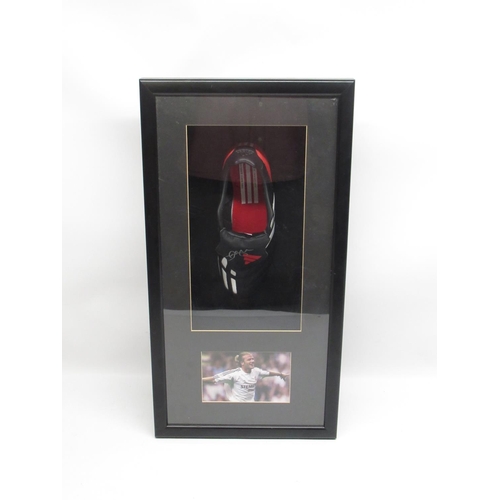 429 - Signed David Beckham football shoe in framed case, W31.5cm H61cm D14cm , with COA from Auction World... 