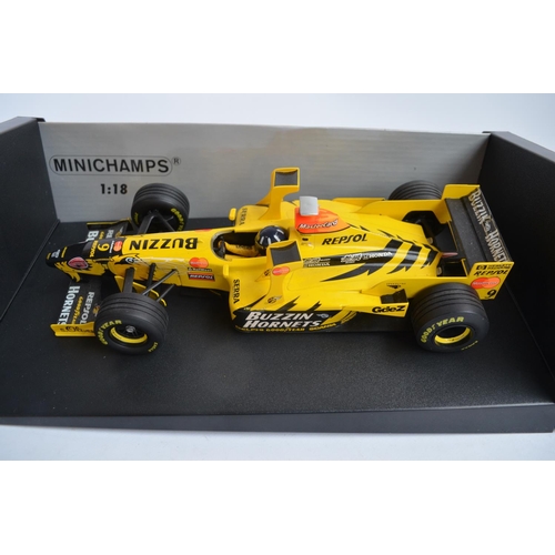 283 - 4x Minichamps (Paul's Model Art) 1/18 diecast Formula 1 racing car models, all Team Jordan to includ... 