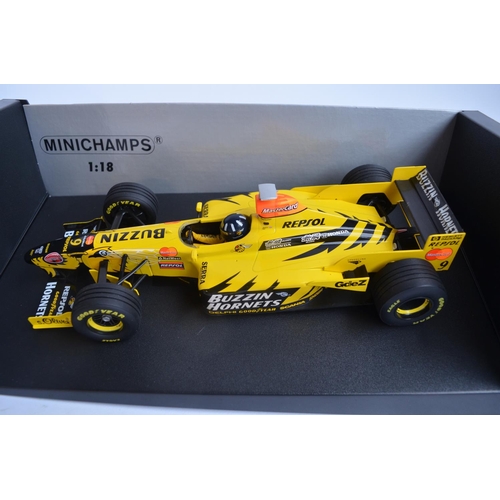 283 - 4x Minichamps (Paul's Model Art) 1/18 diecast Formula 1 racing car models, all Team Jordan to includ... 