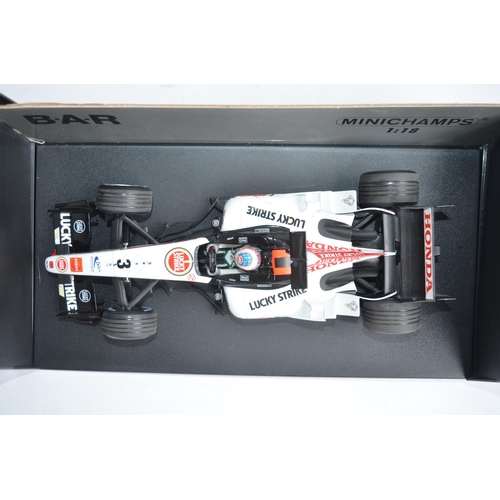 288 - 2x Minichamps (Paul's Model Art) 1/18 diecast Formula 1 Jenson Button Honda car models to include li... 