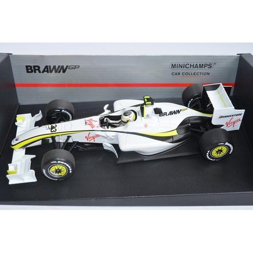 291 - 3x Minichamps (Paul's Model Art) 1/18 diecast Formula 1 racing car models to include 180 990022 BAR ... 