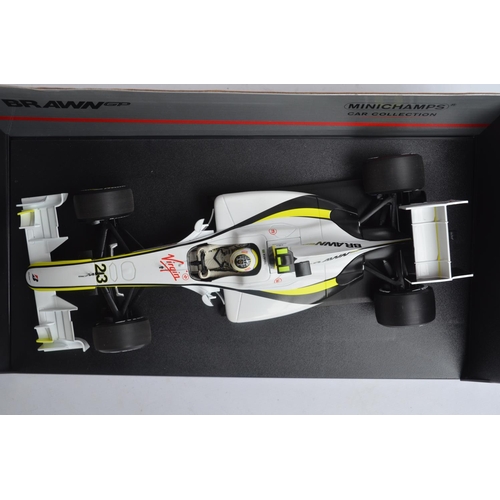 291 - 3x Minichamps (Paul's Model Art) 1/18 diecast Formula 1 racing car models to include 180 990022 BAR ... 