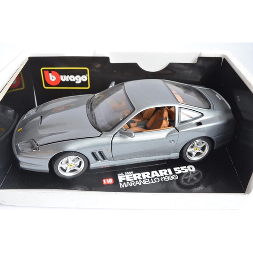 293 - 6x boxed diecast 1/18 scale Ferrari car models from Burago to include 550 Maranello (1996), F40 (198... 