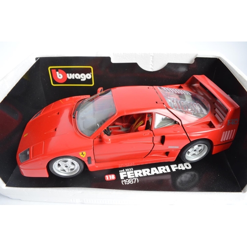 293 - 6x boxed diecast 1/18 scale Ferrari car models from Burago to include 550 Maranello (1996), F40 (198... 