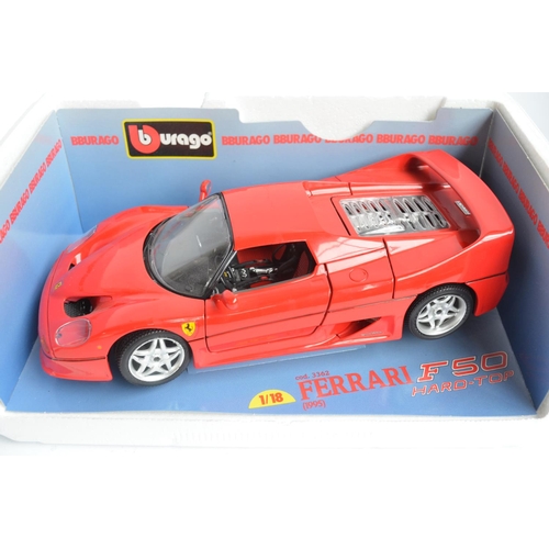 293 - 6x boxed diecast 1/18 scale Ferrari car models from Burago to include 550 Maranello (1996), F40 (198... 