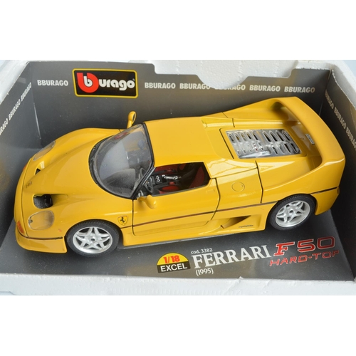 293 - 6x boxed diecast 1/18 scale Ferrari car models from Burago to include 550 Maranello (1996), F40 (198... 