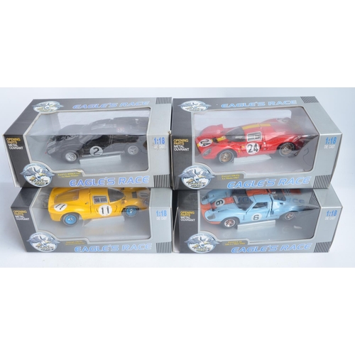 295 - 4x boxed diecast 1/18 scale racing car models from Eagle's Race to include 2x Ford GT40s and 2x Ferr... 