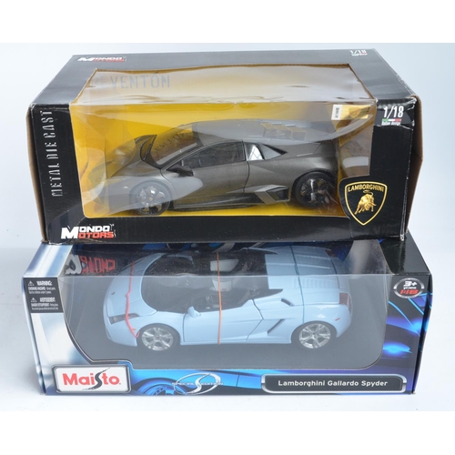 296 - 6x boxed diecast 1/18 scale Lamborghini car models from Maisto and Mondo Motors to include Gallardo,... 