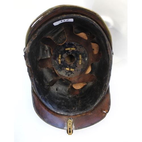 711 - Prussian Pickelhaube. A nice example with the eagle plate and spike in very good condition and rear ... 