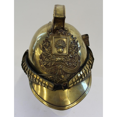 719 - 19th century Sapeurs Pompiers French Brass Fireman's Helmet. Complete with all original outer parts,... 