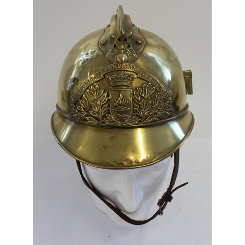 720 - Brass French Sapeurs Pompiers d' Autun Fireman's Helmet. Complete with all outer parts and with the ... 