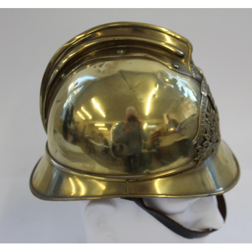 720 - Brass French Sapeurs Pompiers d' Autun Fireman's Helmet. Complete with all outer parts and with the ... 