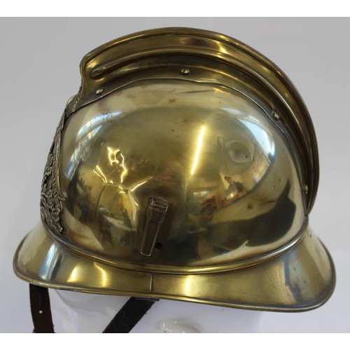 720 - Brass French Sapeurs Pompiers d' Autun Fireman's Helmet. Complete with all outer parts and with the ... 