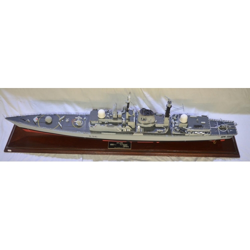 121 - Large well built cased 1/96 scale static model of the Royal Navy Type 42 Destroyer HMS York, mixed m... 