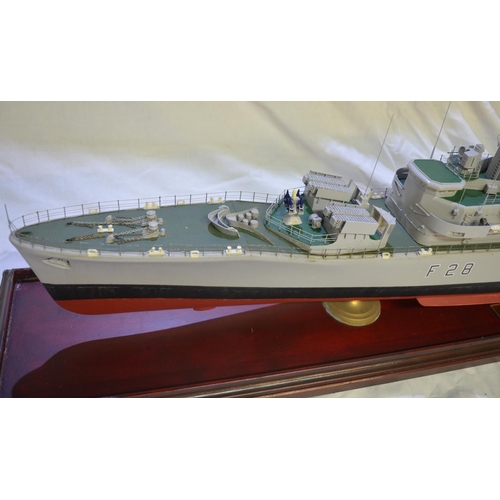 122 - Large well built cased 1/96 scale static model of the Royal Navy batch 2 updated Exocet equipped Lea... 