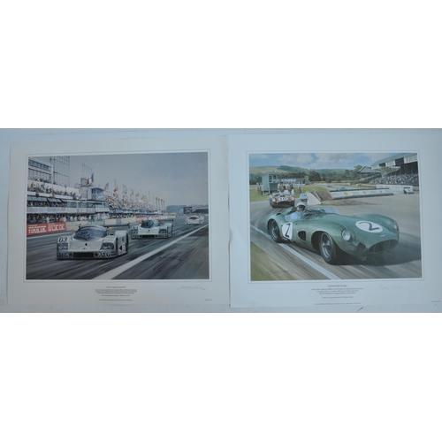 428 - Collection of motor racing prints by Michael and Graham Turner including 2 Michael and 1 Graham penc... 