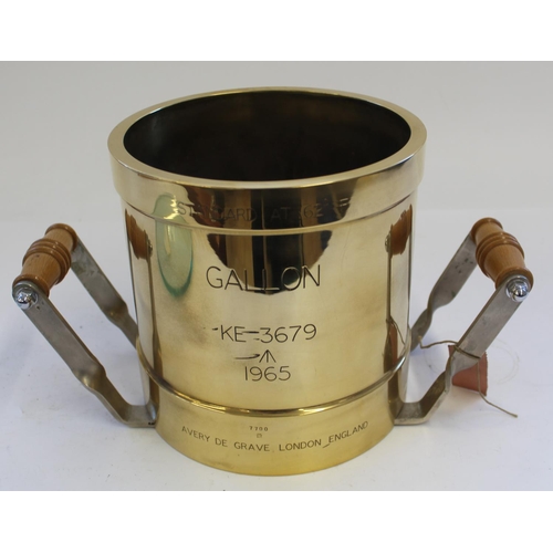 770 - Cased set of 8 cylindrical brass measures of capacity marked 