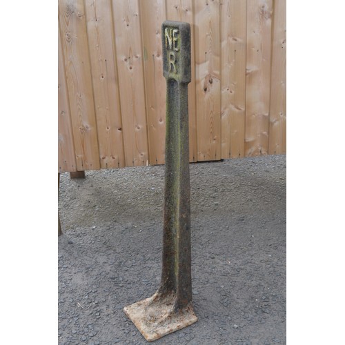 3 - Vintage North East Railways cast iron boundary marker, H105cm
