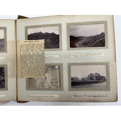 777 - c1902-1906 British Military world tour photo album comprising mostly 9cmx6cm photos covering China, ... 