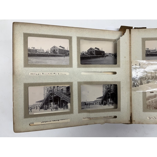 777 - c1902-1906 British Military world tour photo album comprising mostly 9cmx6cm photos covering China, ... 