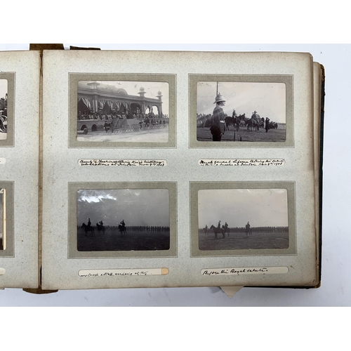 777 - c1902-1906 British Military world tour photo album comprising mostly 9cmx6cm photos covering China, ... 