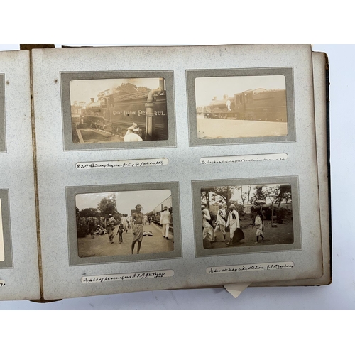 777 - c1902-1906 British Military world tour photo album comprising mostly 9cmx6cm photos covering China, ... 