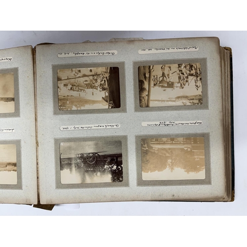 777 - c1902-1906 British Military world tour photo album comprising mostly 9cmx6cm photos covering China, ... 