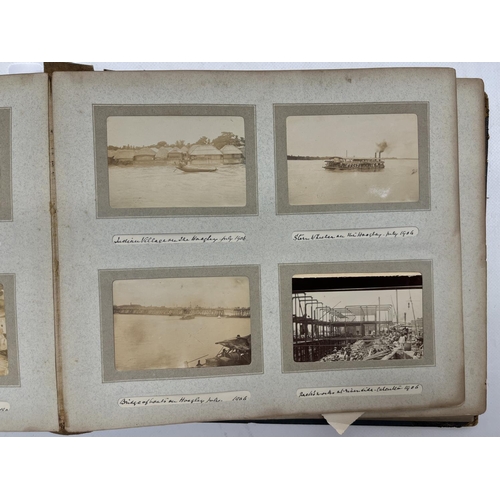 777 - c1902-1906 British Military world tour photo album comprising mostly 9cmx6cm photos covering China, ... 