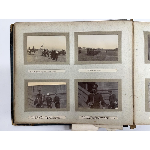 777 - c1902-1906 British Military world tour photo album comprising mostly 9cmx6cm photos covering China, ... 