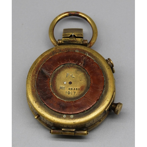 645 - WW1 military marching compass, unnamed serial no.89331, dated 1917