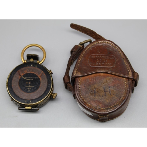 646 - Military marching compass by Short & Mason Ltd dated 1914 serial no.8320 in leather case by Hobson &... 