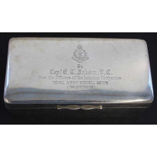 779 - Victoria Cross interest

A hallmarked silver presentation silver cigarette table box with cedar line... 