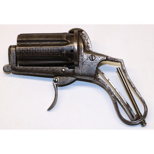 623 - Belgian six shot pinfire pepperbox pocket revolver 2