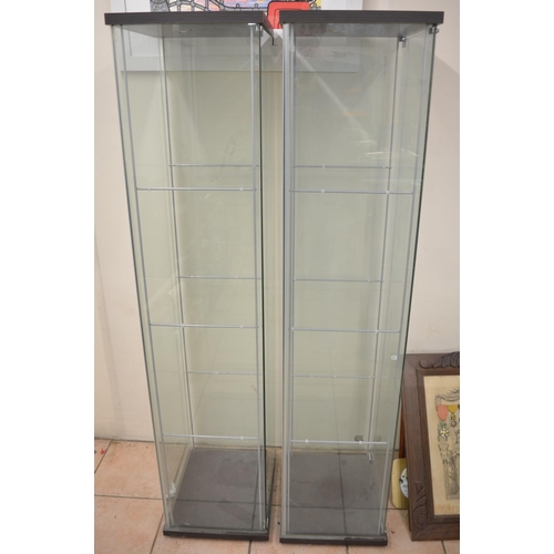 441 - 2x Ikea glass display cabinets with 6 shelves. H163.5xW42.5xD36.5cm