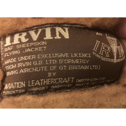 628 - Genuine Irvin Aviation Jacket. Overall in good condition with original zips and  Irvin label Size 44