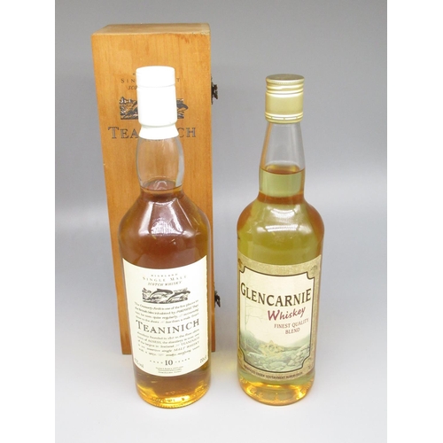 255 - Teaninich 10 Year Old Highland Single Malt Scotch Whisky, 70cl 43%vol in original wood case and a bo... 