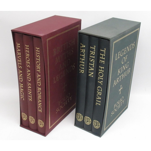 275 - Folio Society - Legends of King Arthur 3 vol. set in 1 slip-case & British Myths and Legends 3 vol. ... 