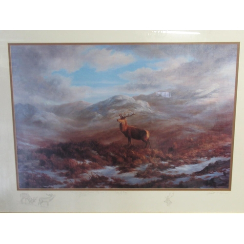 299 - Elizabeth M Halstead (British C20th); 'Valley of Stags', colour print, signed, titled and dedicated ... 