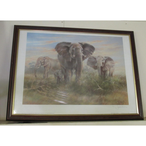 309 - Joel Kirk (British b.1948); Elephant Herd, ltd.ed colour print, signed and numbered 148/500 in penci... 