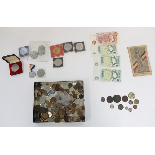 166 - Misc. coinage and banknotes incl. commemoratives, foreign coinage, BoE £1 mint notes etc. (qty)