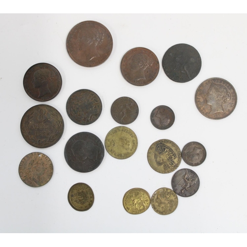 167 - C19th and earlier GB and commonwealth copper coinage incl. QV 1853 penny, 1853 halfpenny, 1856 halfp... 