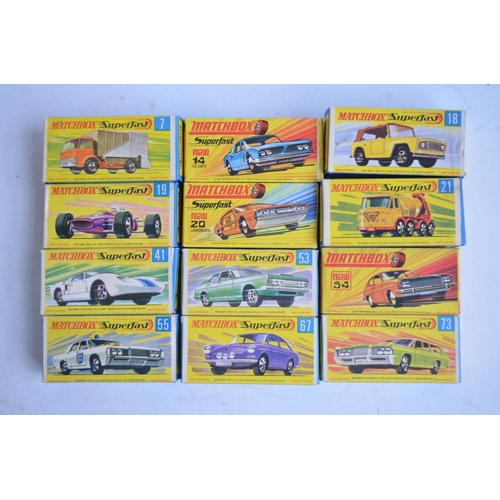 922 - Twelve vintage boxed Matchbox Superfast diecast model vehicles, all models in at least near mint con... 