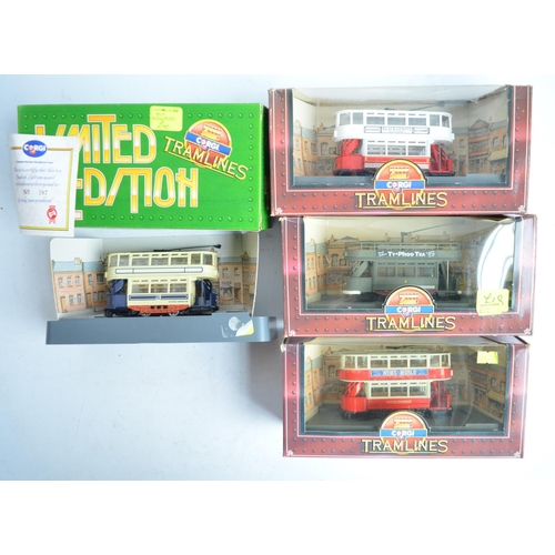 925 - Collection of boxed Corgi Tramlines series diecast model trams (some not attached to bases). (28)