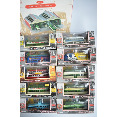 926 - Collection of boxed Corgi Original Omnibus and Classics 1/76 (OO gauge) diecast tram models and an u... 